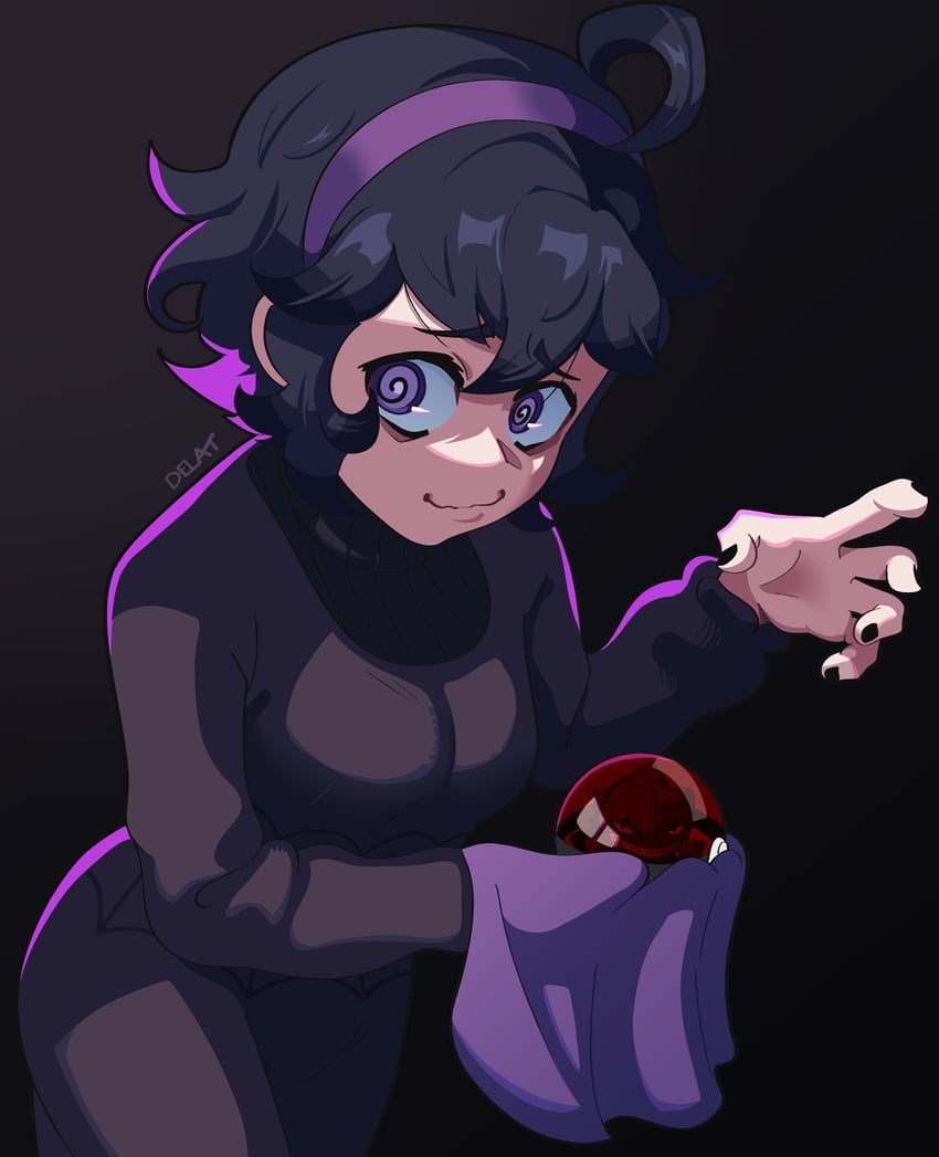 hex maniac and banette (pokemon and 1 more) drawn by delatoid