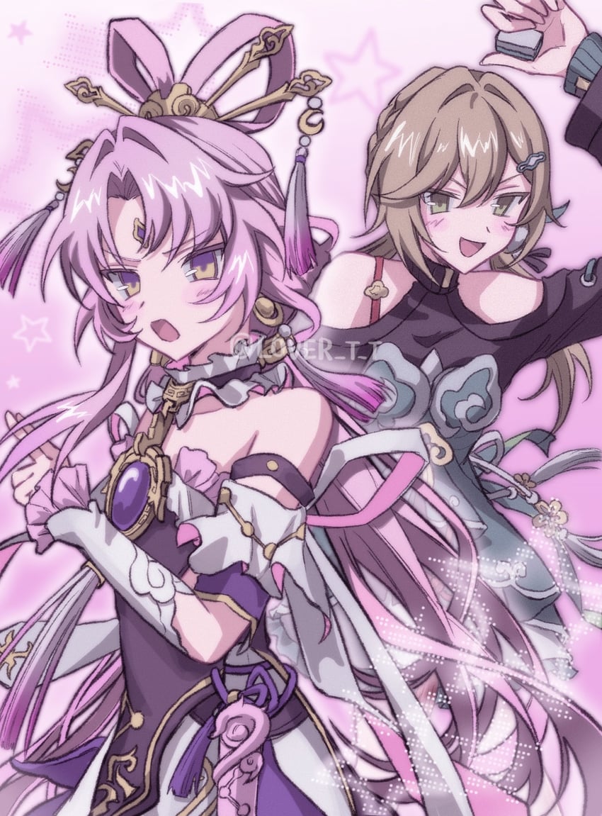 fu xuan and qingque (honkai and 1 more) drawn by l0ver_t_t