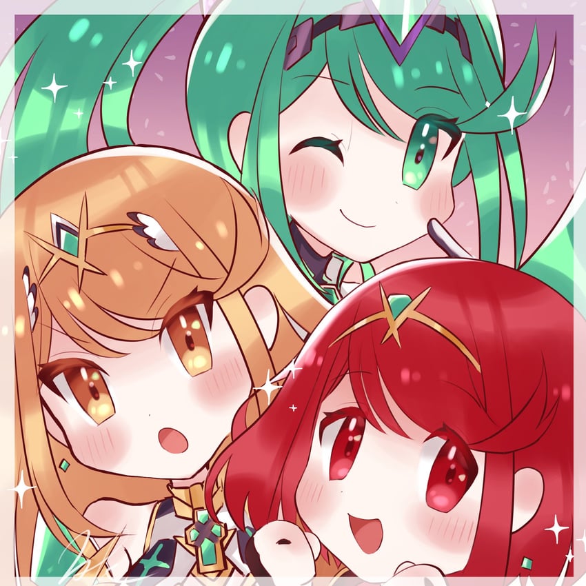 pyra, mythra, and pneuma (xenoblade chronicles and 1 more) drawn by kyosuke1413koba
