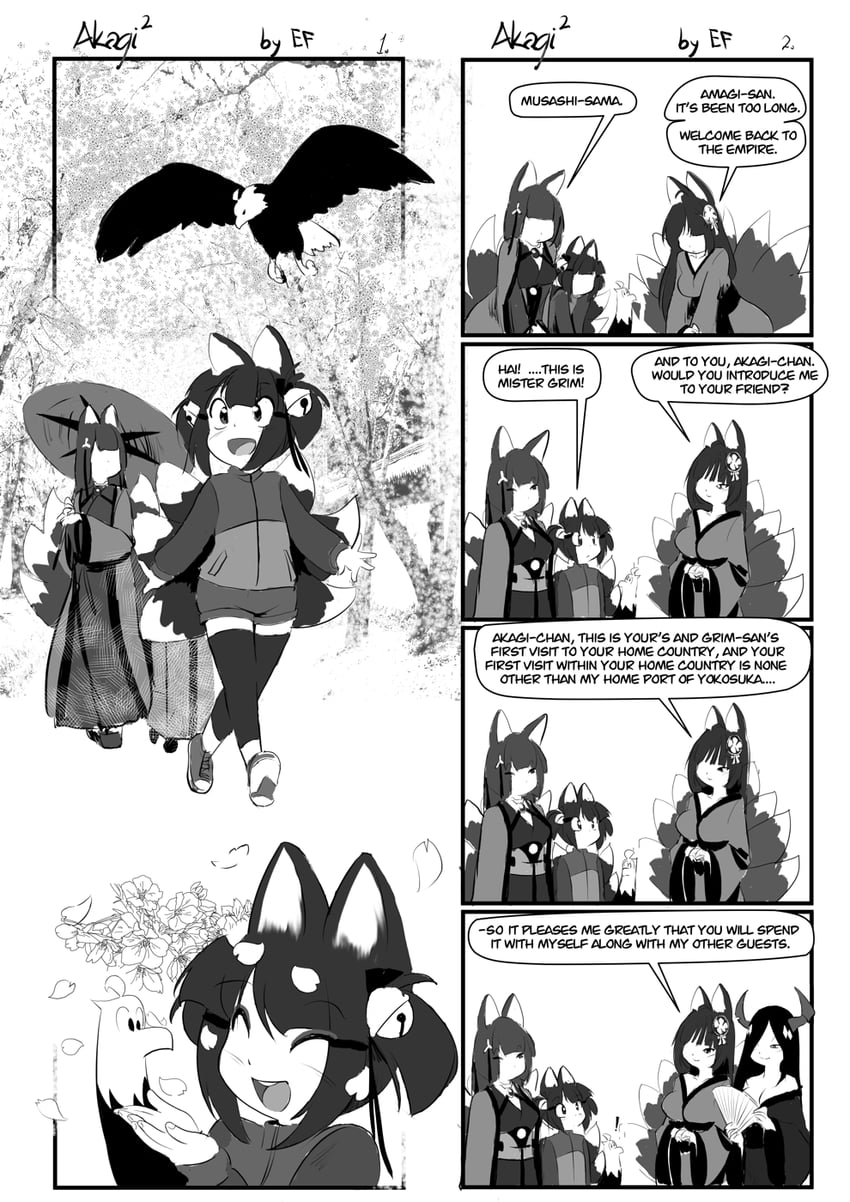 amagi, musashi, friedrich der grosse, grim, and akagi-chan (azur lane) drawn by ethan_forsythe