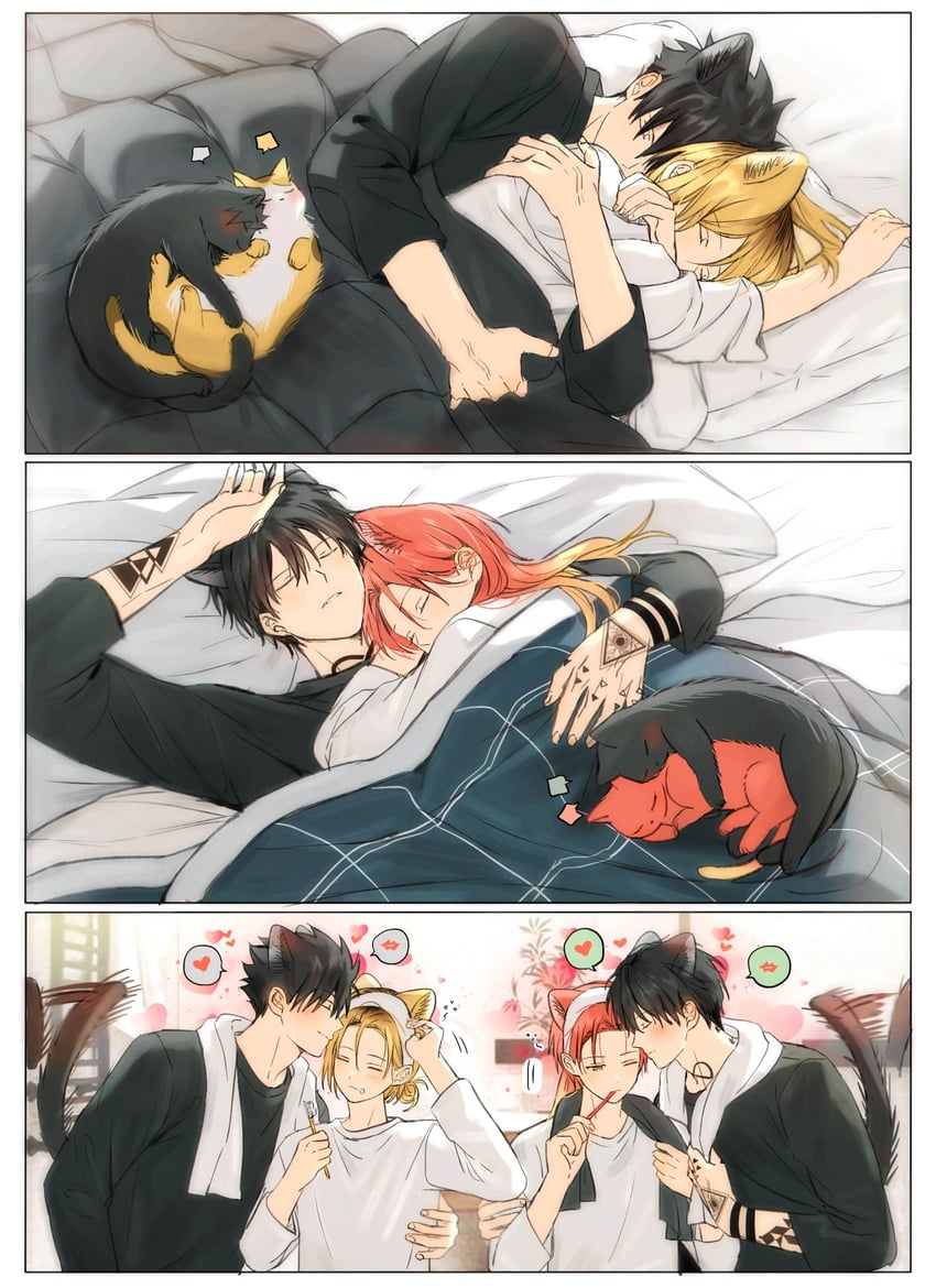 kuroo tetsurou, kozume kenma, and takiishi chika (haikyuu!! and 1 more) drawn by yoon_(dmsco1803)