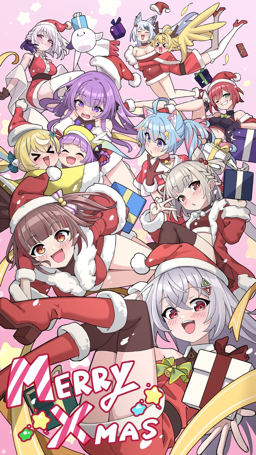 mizuki, lanmewko, otsuka ray, reika, shiratama utano, and 6 more (indie virtual youtuber and 4 more) drawn by chi_lee