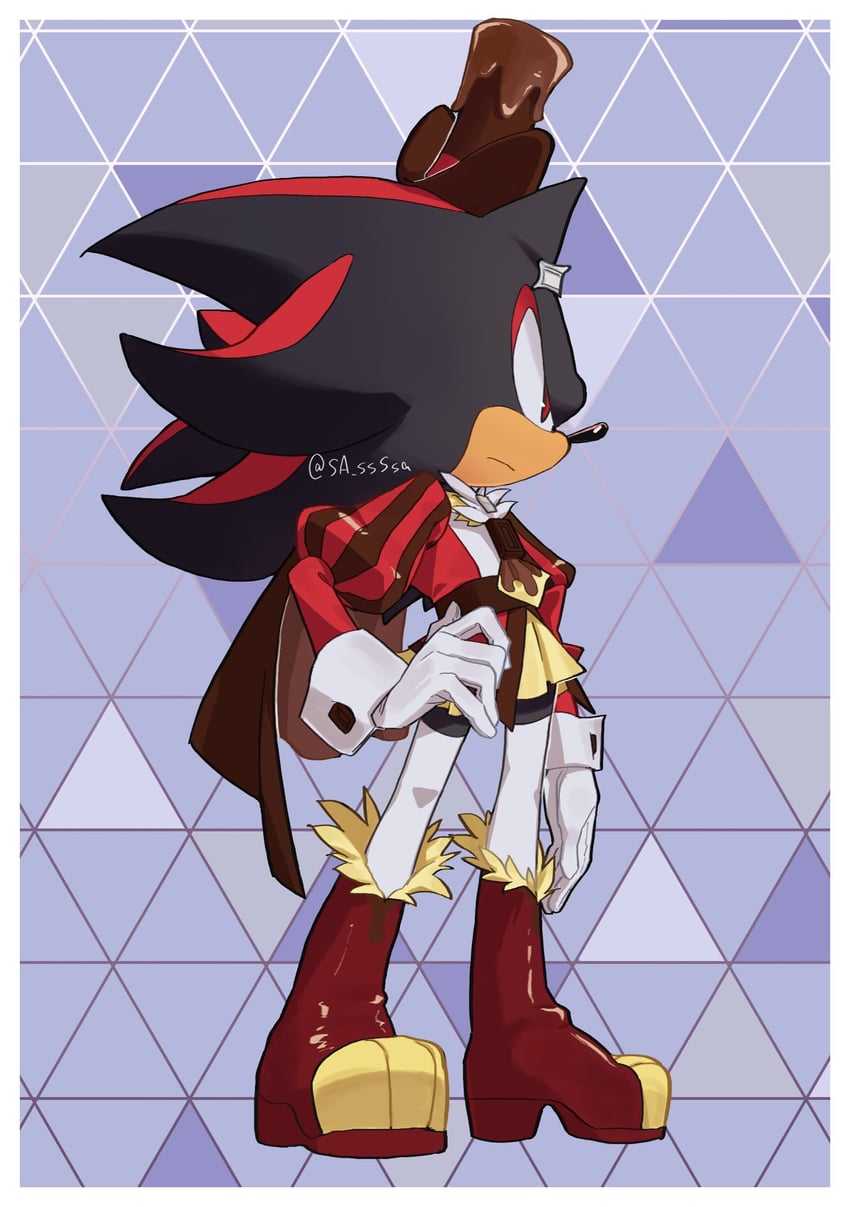 shadow the hedgehog and cure chocolat (precure and 2 more) drawn by konjiki_ringo