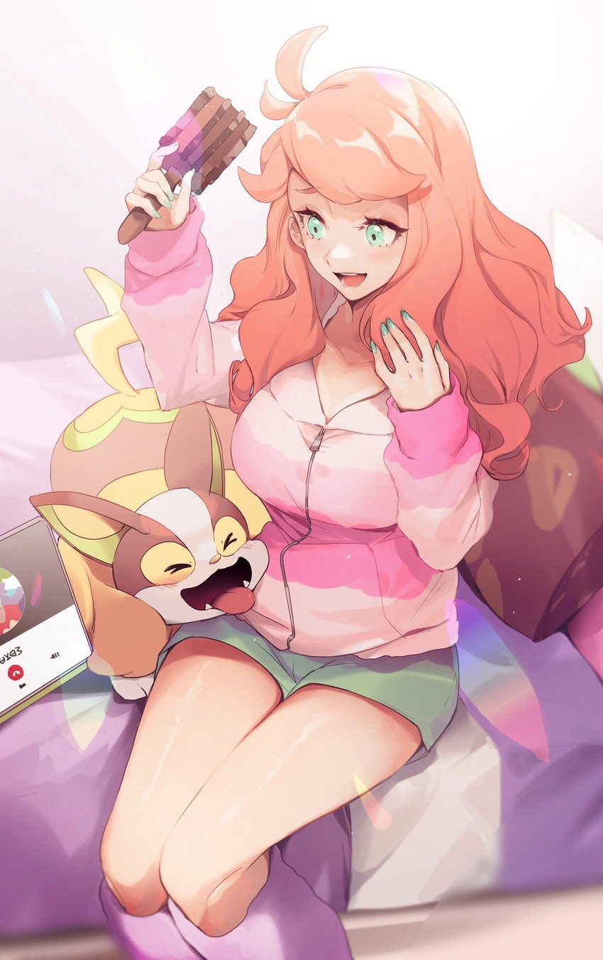 sonia and yamper (pokemon and 2 more) drawn by no-kan