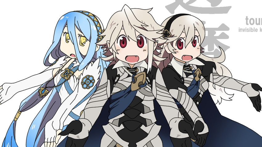 female corrin, azura, and male corrin (fire emblem and 2 more) drawn by moumo_(muuumomo)