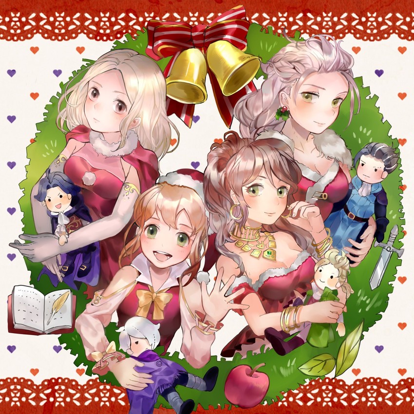 therion, tressa colzione, ophilia clement, primrose azelhart, cyrus albright, and 2 more (octopath traveler and 1 more) drawn by aubz