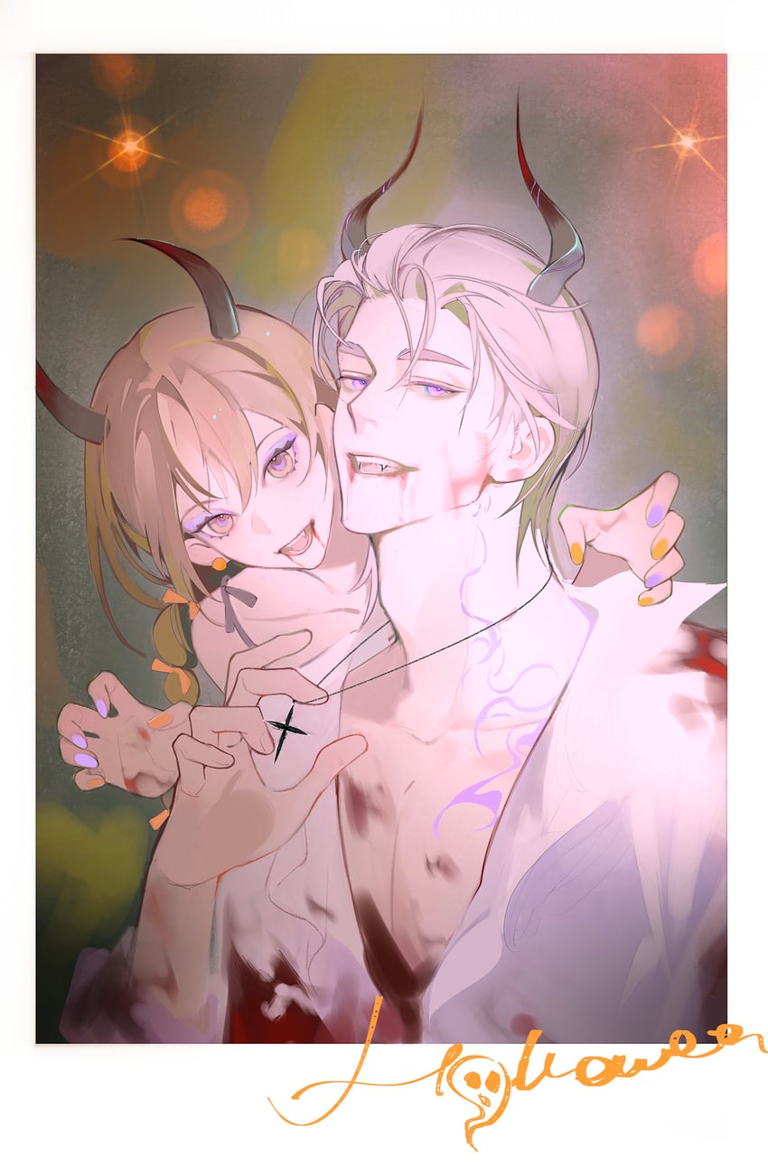 protagonist and charlie su (light and night love) drawn by denpa0304