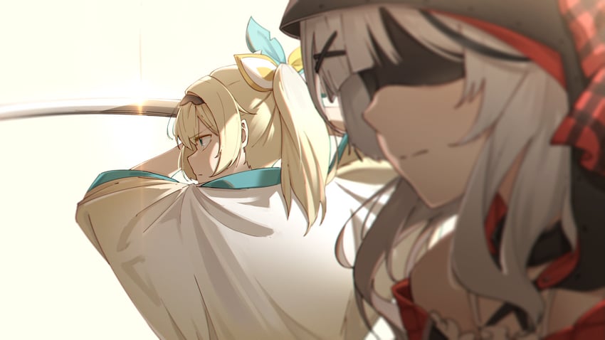 sakamata chloe and kazama iroha (hololive) drawn by jl_tan