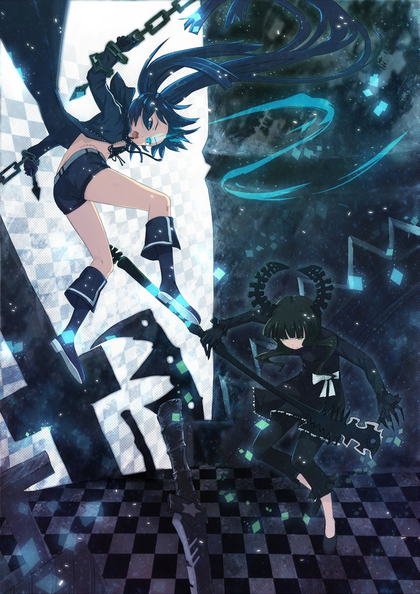 black rock shooter and dead master (black rock shooter) drawn by pinfan