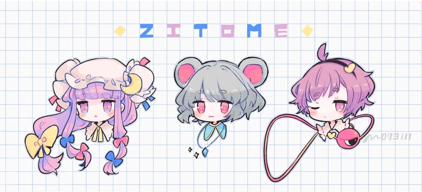 patchouli knowledge, komeiji satori, and nazrin (touhou) drawn by m_(m073111)