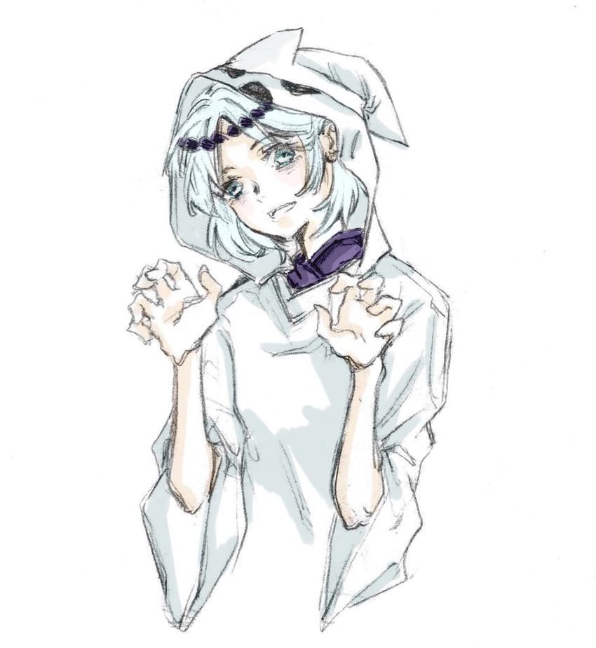 fujiwara no iyozane and ghost (len'en) drawn by jishixingle1029