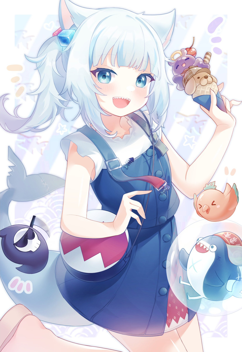gawr gura, takodachi, bloop, bubba, death-sensei, and 1 more (hololive and 1 more) drawn by akiaki_(aki70102)