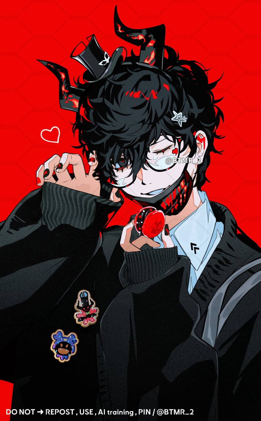 amamiya ren, arsene, and black frost (persona and 1 more) drawn by btmr_game