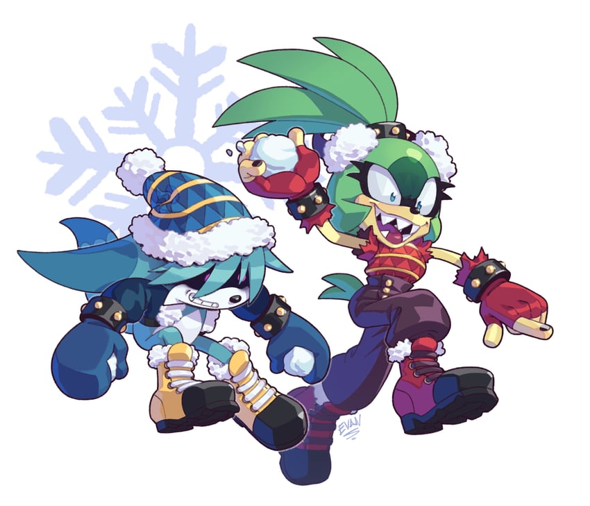 surge the tenrec and kitsunami the fennec (sonic and 1 more) drawn by evan_stanley