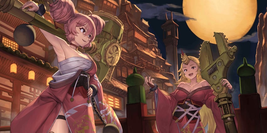 hoshiguma yuugi, ibaraki kasen, and ibaraki douji (touhou and 1 more) drawn by konoike_(pepe_expect)
