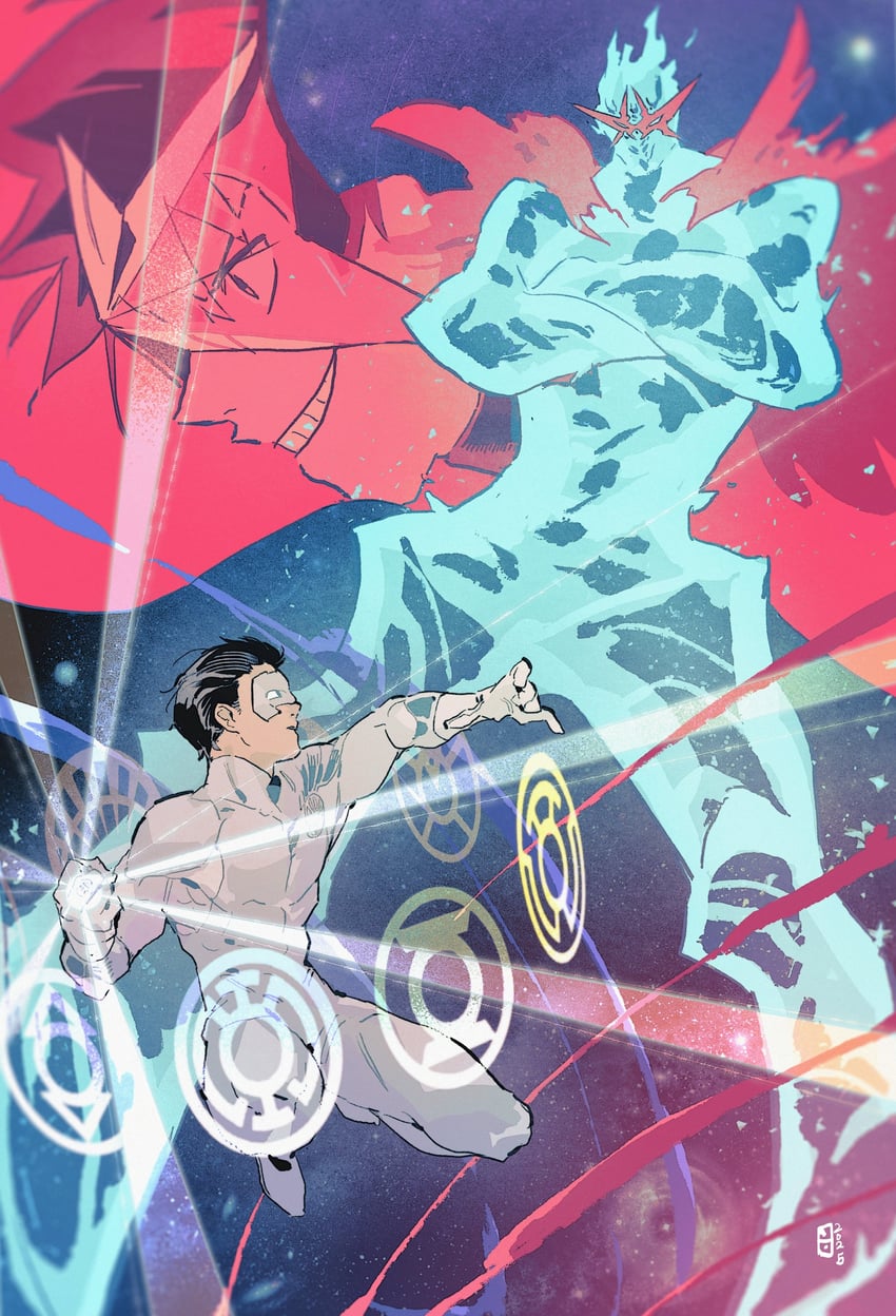 simon, green lantern, chou tengen toppa gurren-lagann, and kyle rayner (tengen toppa gurren lagann and 3 more) drawn by steelscarlet