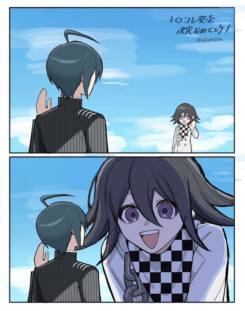 oma kokichi and saihara shuichi (danganronpa and 3 more) drawn by qiretsu