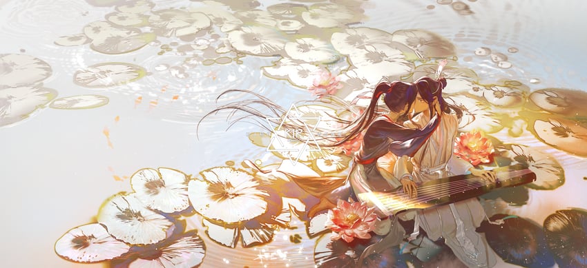 wei wuxian and lan wangji (modao zushi) drawn by moruki