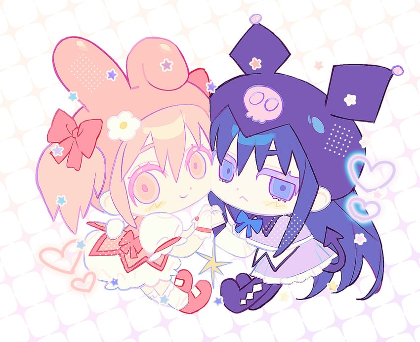 akemi homura, kaname madoka, my melody, and kuromi (mahou shoujo madoka magica and 2 more) drawn by laz_(wancchaco)