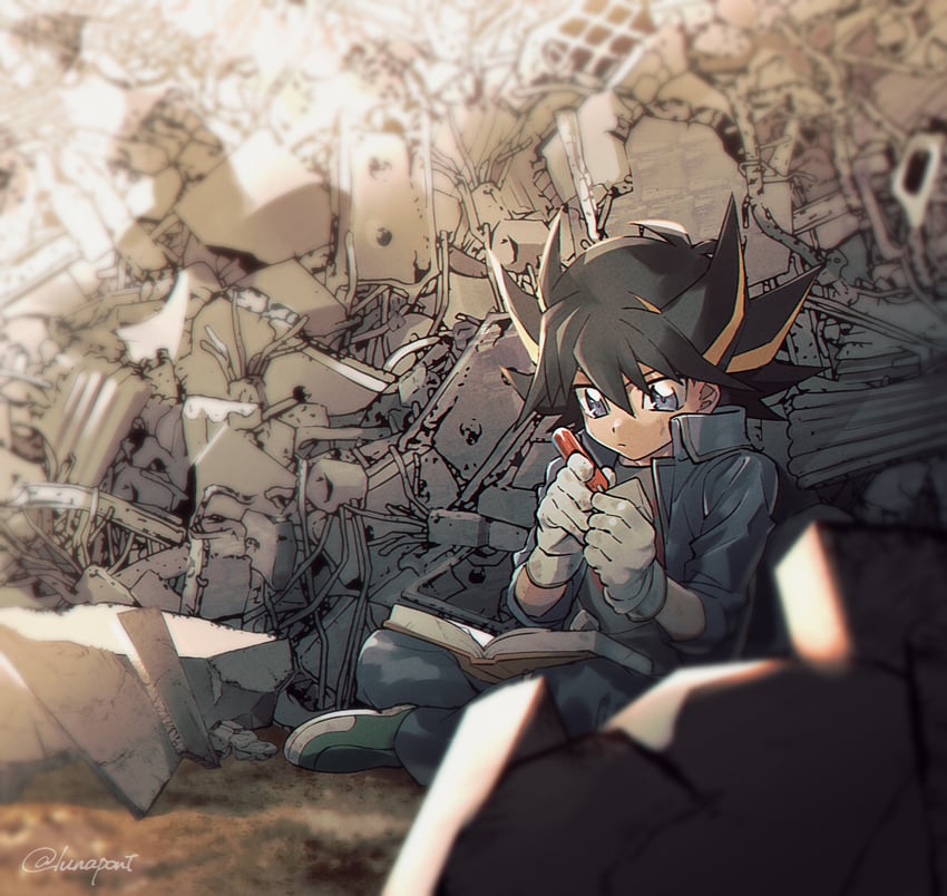 fudo yusei (yu-gi-oh! and 1 more) drawn by lunapont
