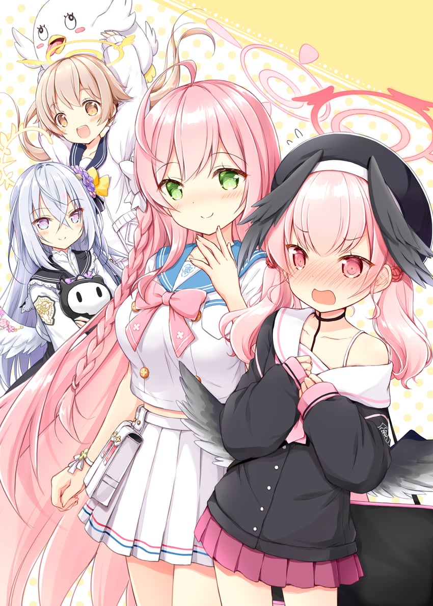 koharu, hanako, hifumi, azusa, peroro, and 1 more (blue archive) drawn by nanase_miori