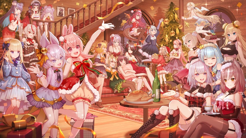 pipkin pippa, tenma maemi, erina makina, kaneko lumi, amanogawa shiina, and 18 more (phase connect) drawn by nyansan_oekaki