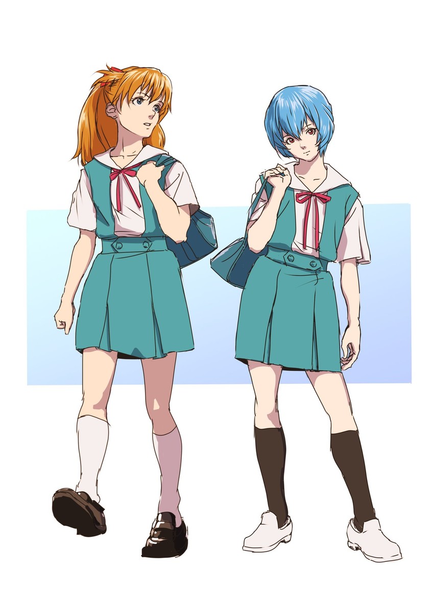 souryuu asuka langley and ayanami rei (neon genesis evangelion) drawn by teikoku_jokyoku