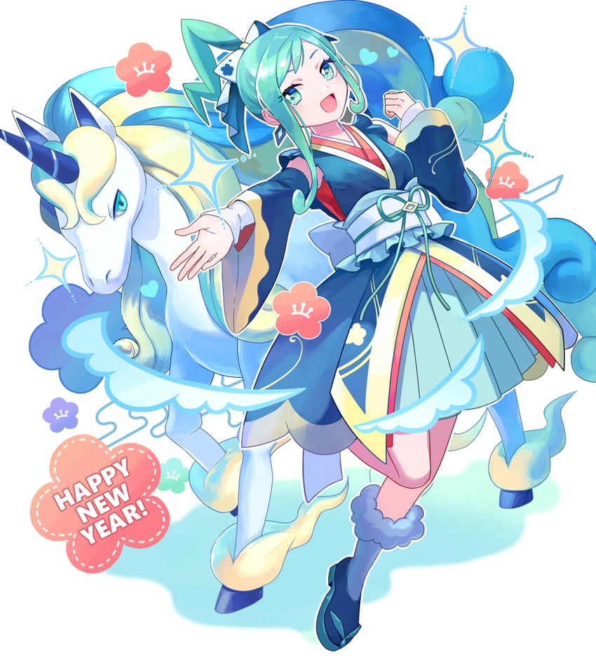galarian rapidash and lisia (pokemon and 1 more) drawn by tsu_(md_tsune)