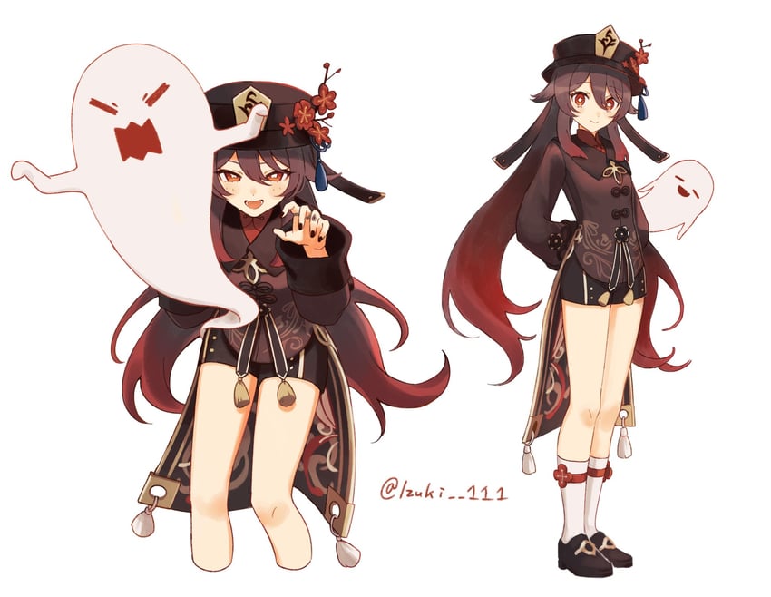 hu tao and boo tao (genshin impact) drawn by 39_iduki