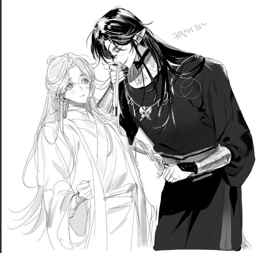 xie lian and hua cheng (tianguan cifu) drawn by 4b_pixel