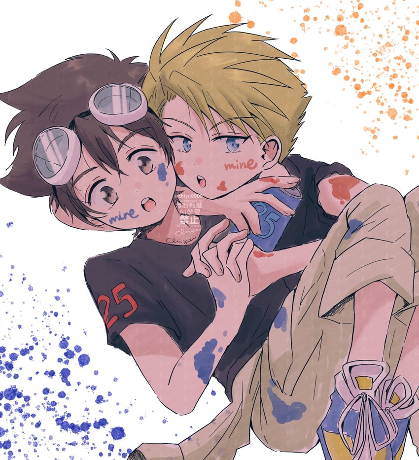 yagami taichi and ishida yamato (digimon and 1 more) drawn by chiyu_(user_hrwu2257)