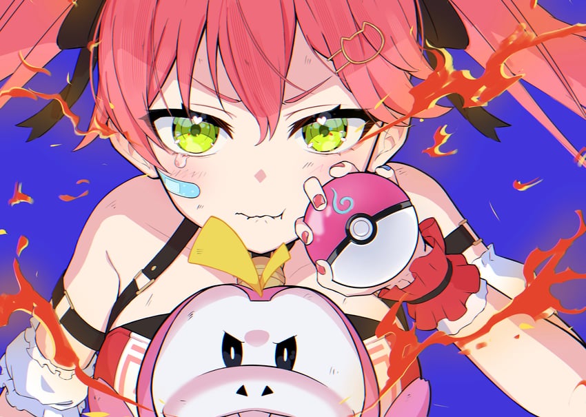 sakura miko and fuecoco (pokemon and 1 more) drawn by ai_(u_e_o_o)
