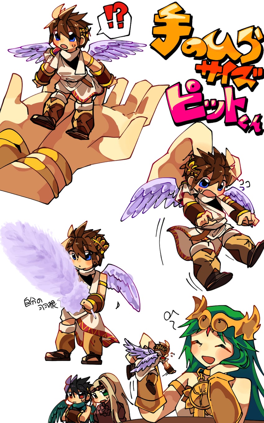 palutena, pit, dark pit, and viridi (kid icarus and 1 more) drawn by ritomasu_(crsk4373)
