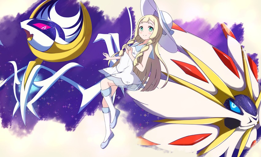 lillie, lunala, and solgaleo (pokemon and 1 more) drawn by ayanue