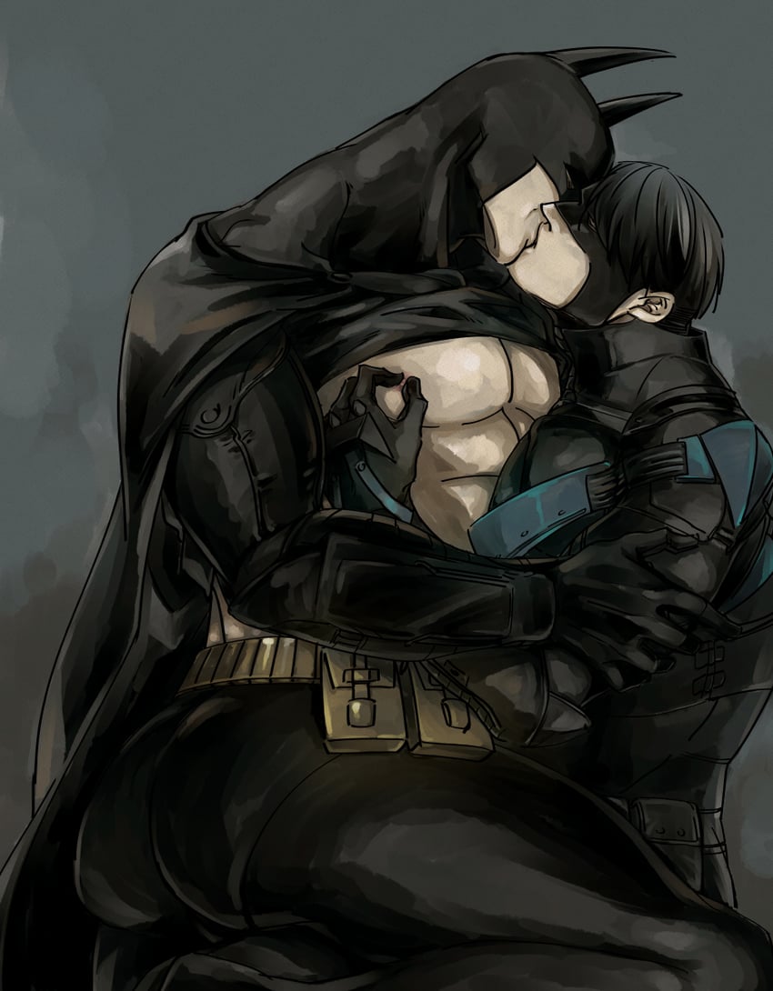 batman, bruce wayne, dick grayson, and nightwing (dc comics and 1 more) drawn by fujimura_(fuji_biotope6)