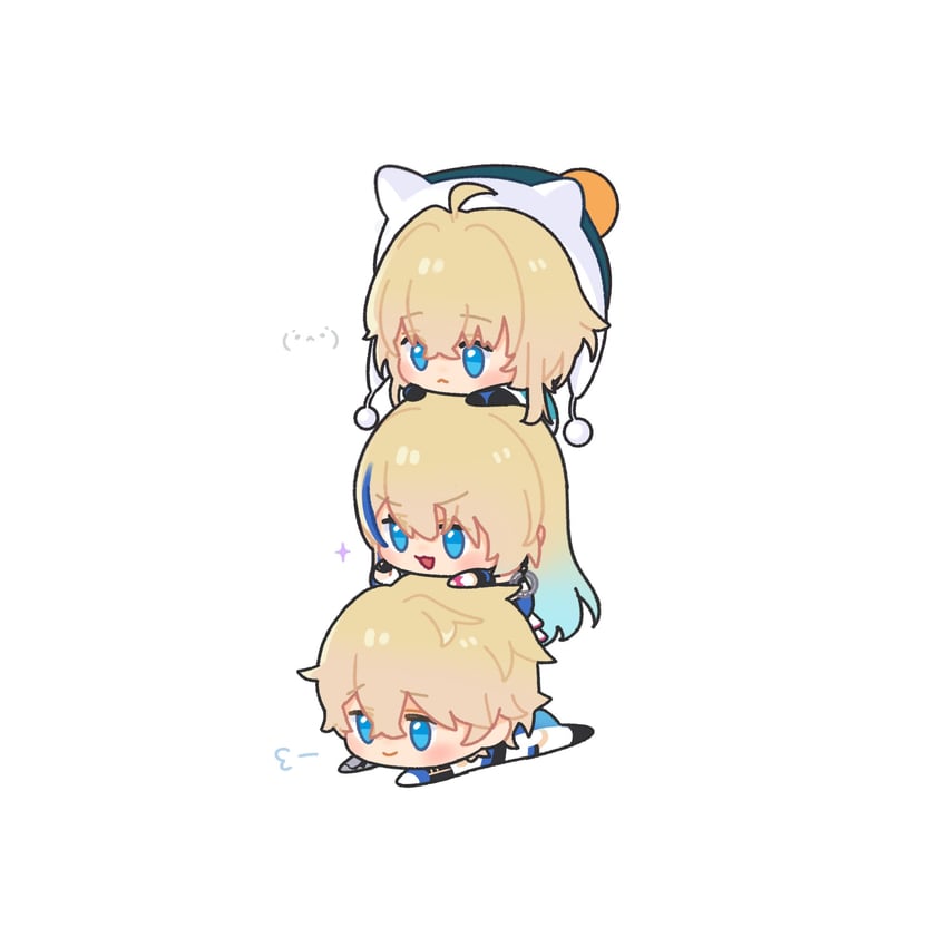gepard landau, serval landau, and lynx landau (honkai and 1 more) drawn by potatetoee