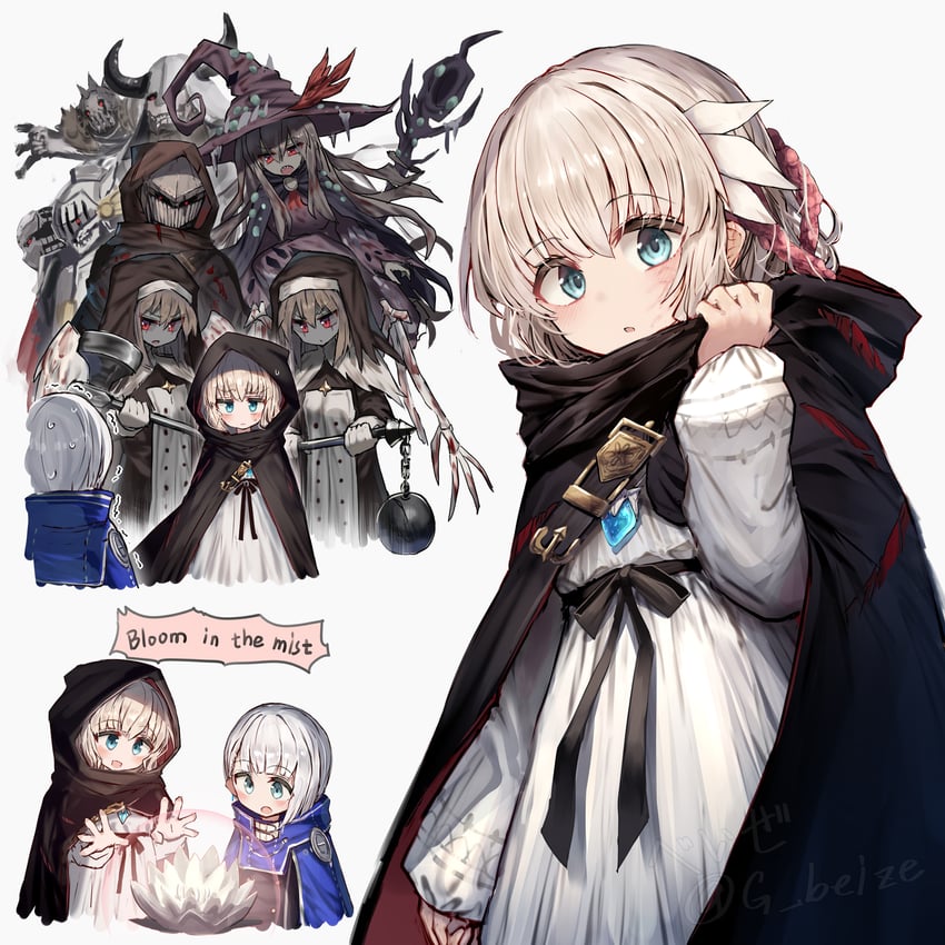 lily, umbral knight, lilac, ulv the mad knight, guardian siegrid, and 5 more (ender lilies quietus of the knights and 1 more) drawn by beize_(garbage)