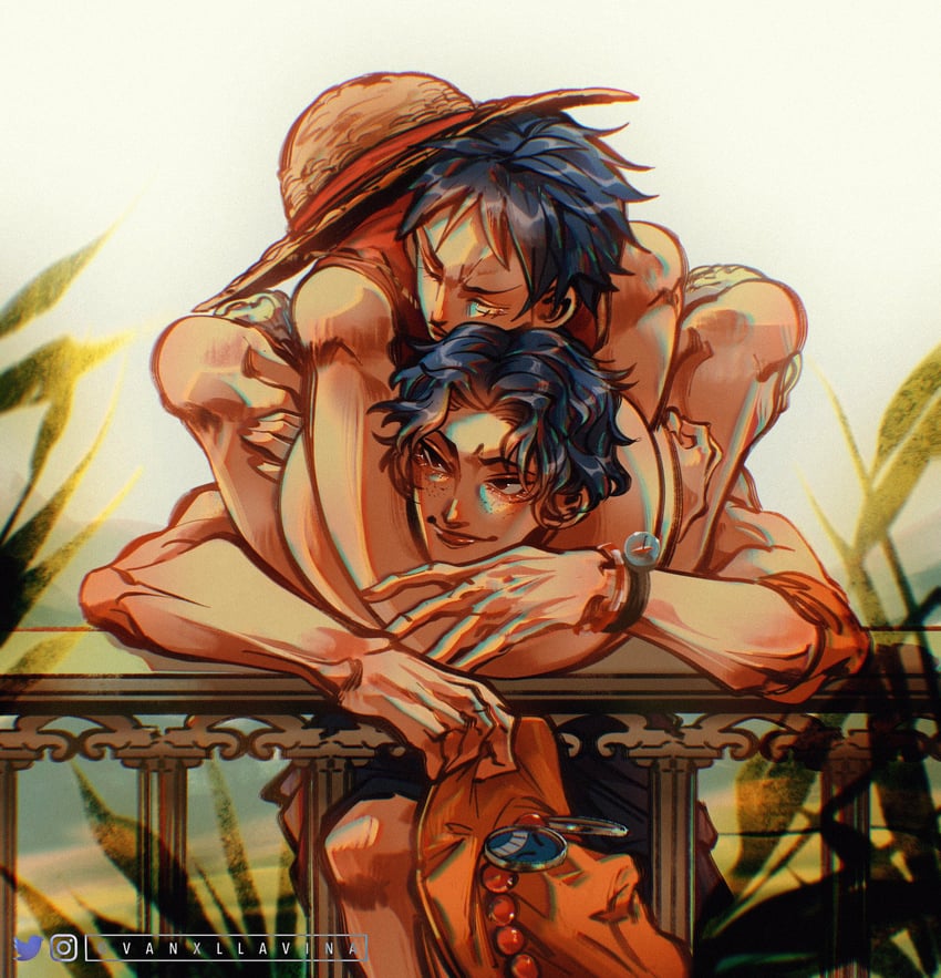 monkey d. luffy and portgas d. ace (one piece) drawn by vanxllavina