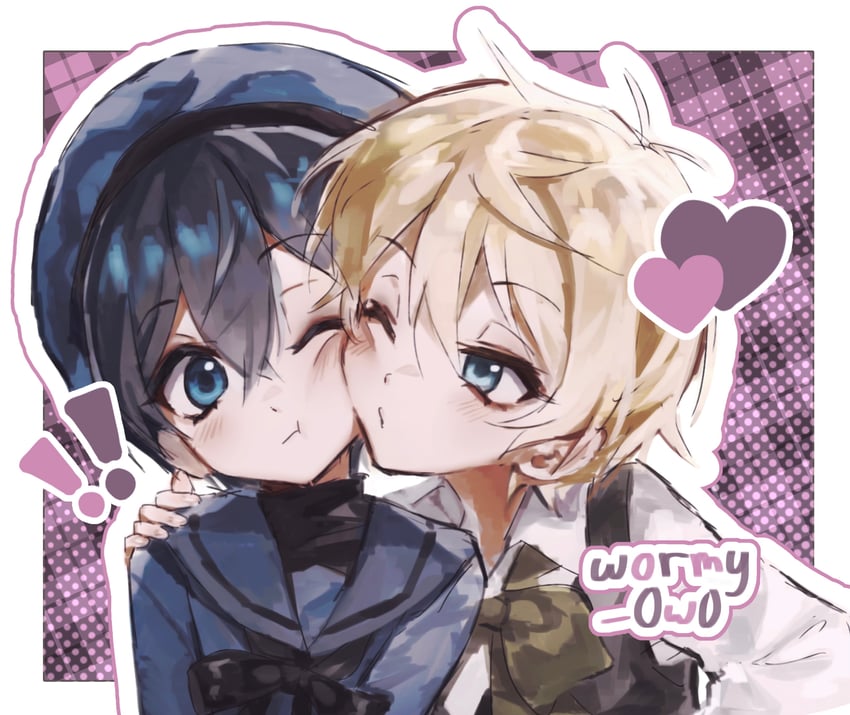 ciel phantomhive and alois trancy (kuroshitsuji) drawn by wormy_owo