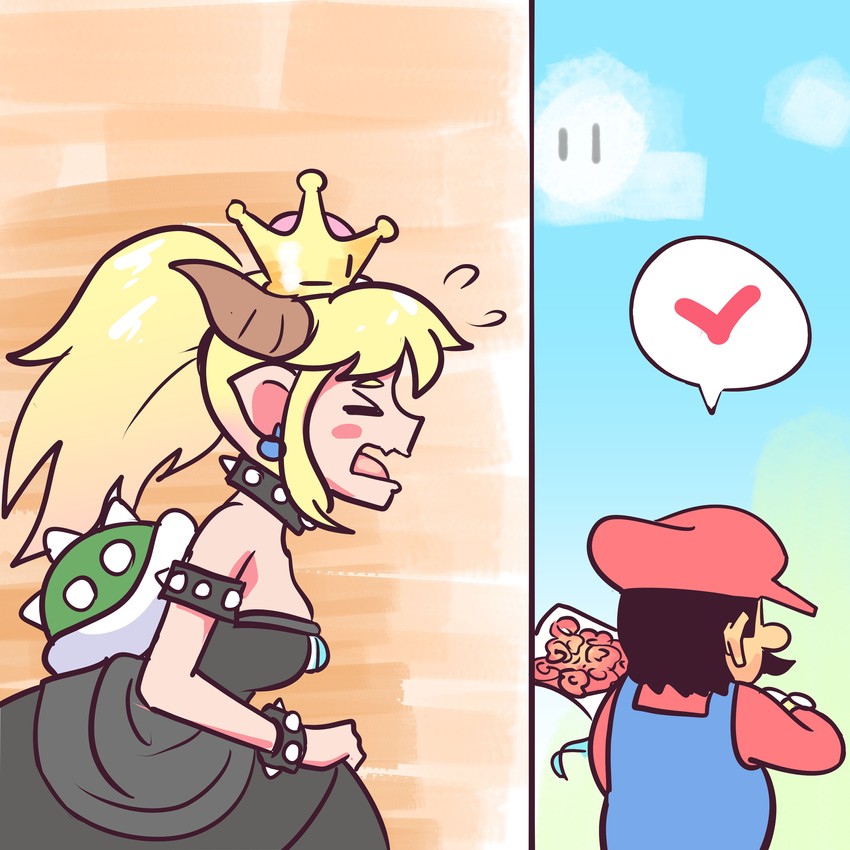 mario and bowsette (mario and 1 more) drawn by gimme2000