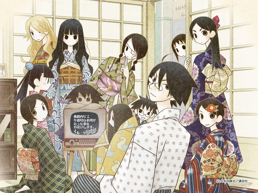 itoshiki nozomu, fuura kafuka, komori kiri, kitsu chiri, kobushi abiru, and 6 more (sayonara zetsubou sensei)