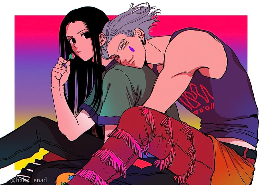 hisoka morow and illumi zoldyck (hunter x hunter) drawn by hako_enad