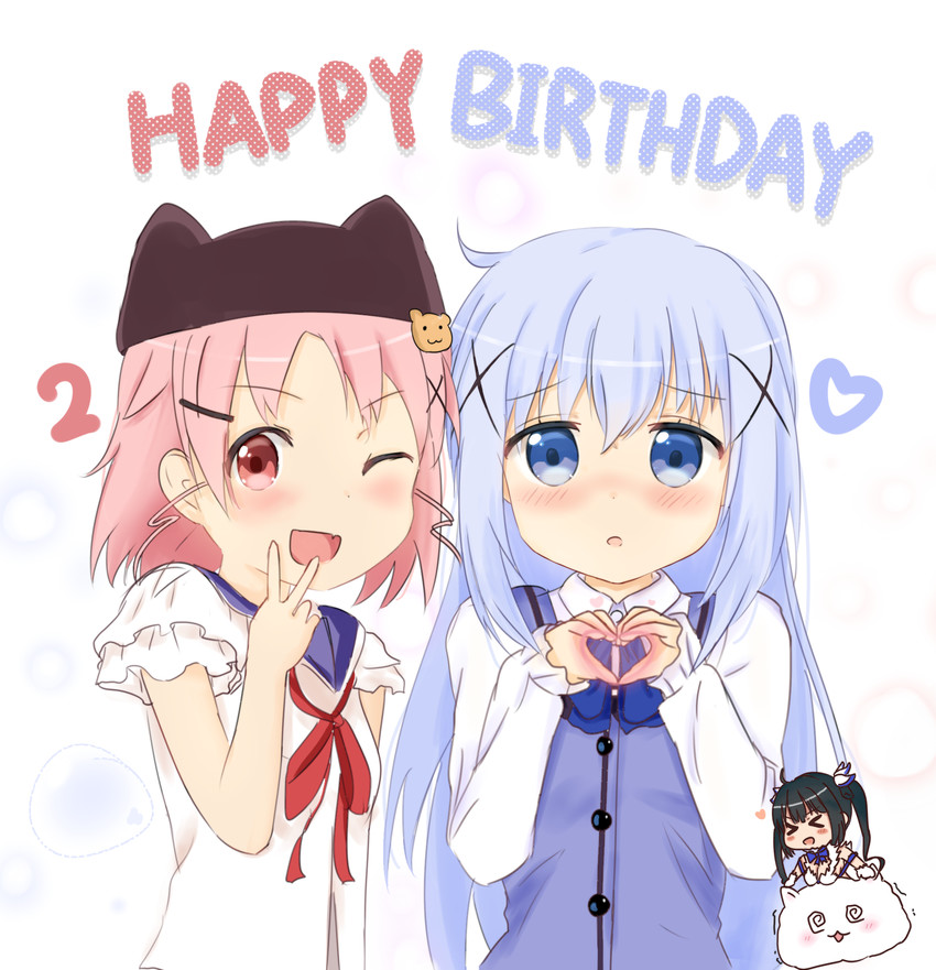 kafuu chino, hestia, tippy, takeya yuki, and minase inori (gochuumon wa usagi desu ka? and 2 more) drawn by abcdnanodesu