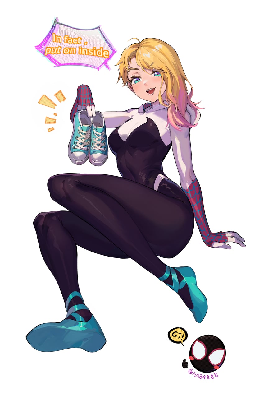 spider-gwen, gwen stacy, and spider-man (marvel and 3 more) drawn by ling_luo_xi_yang