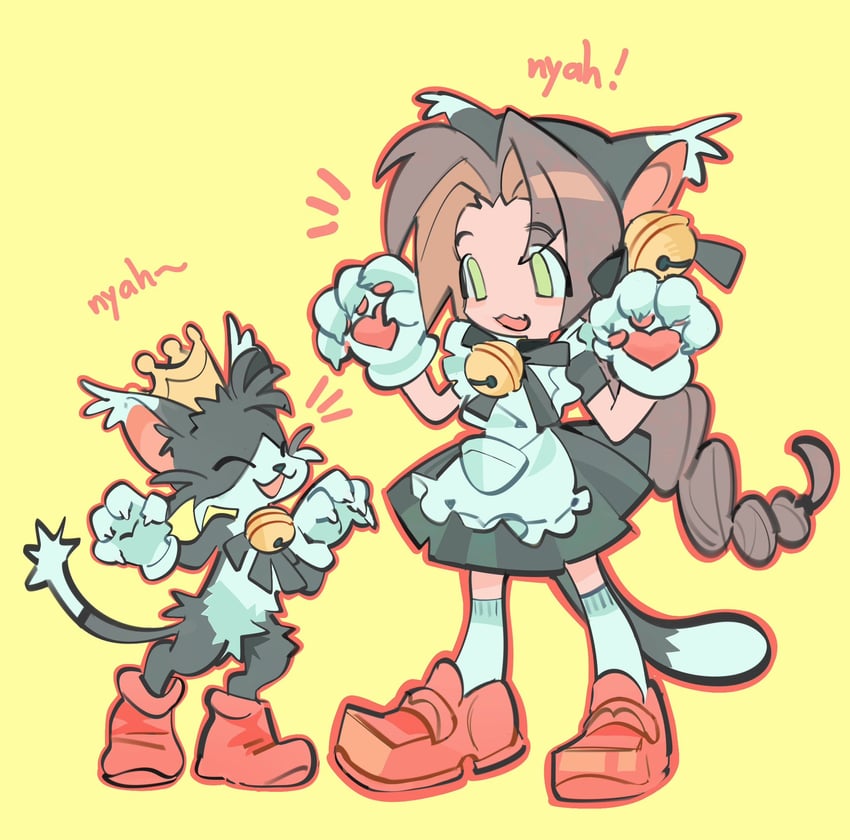 aerith gainsborough and cait sith (final fantasy and 1 more) drawn by lentymet