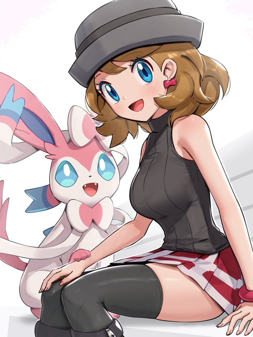 serena and sylveon (pokemon and 1 more) drawn by gonzarez