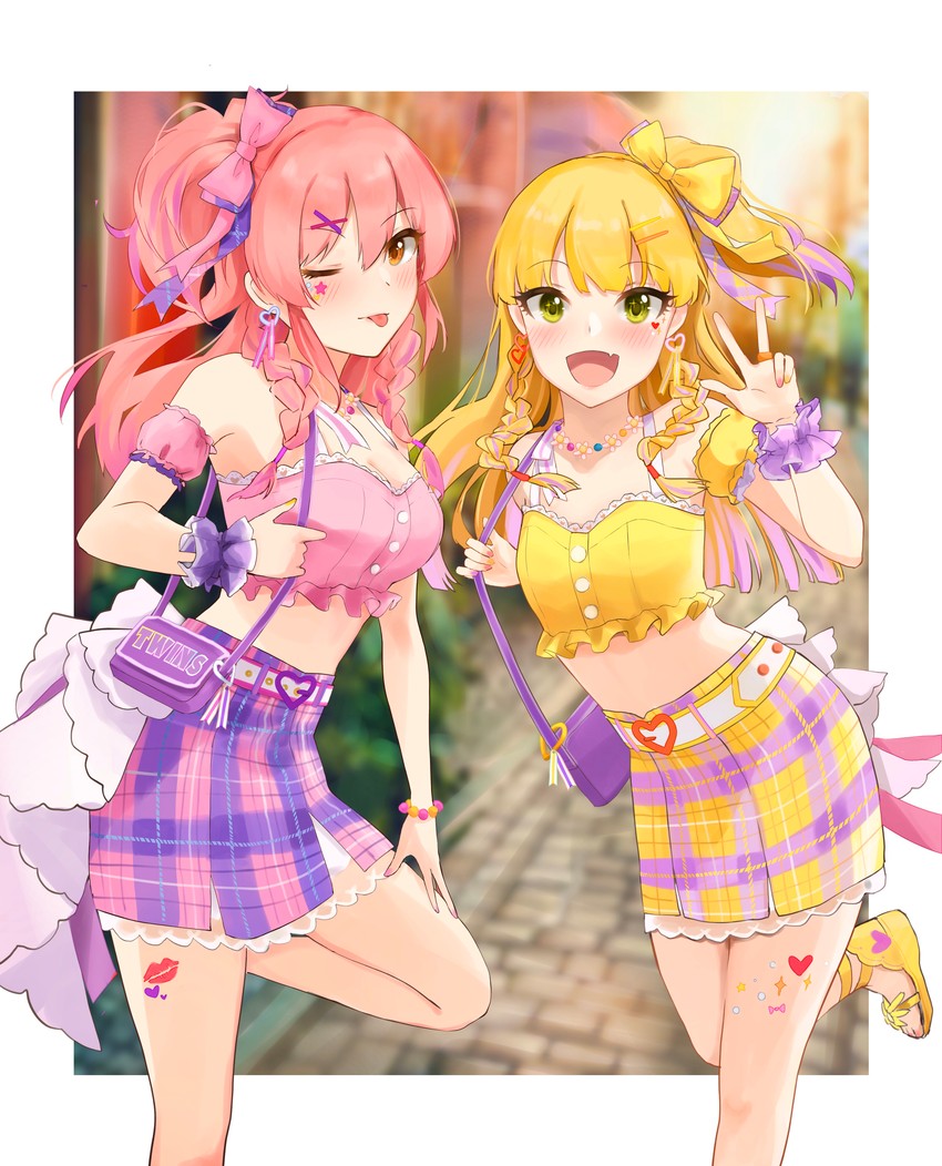 jougasaki mika and jougasaki rika (idolmaster and 2 more) drawn by risu_mikap