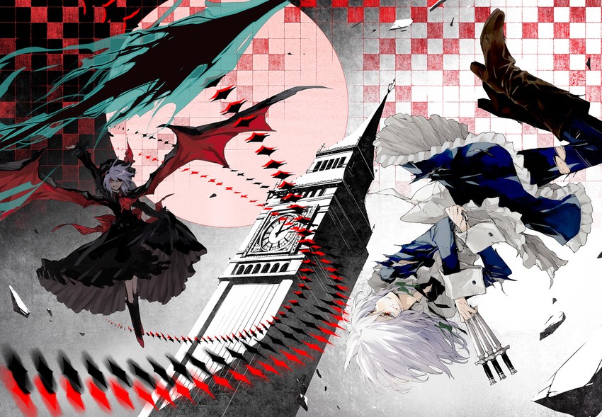 remilia scarlet and izayoi sakuya (touhou) drawn by minakata_sunao