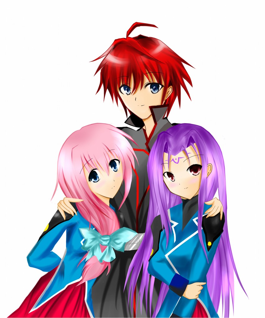 caro ru lushe, erio mondial, and lutecia alpine (lyrical nanoha and 1 more) drawn by kazuna0724
