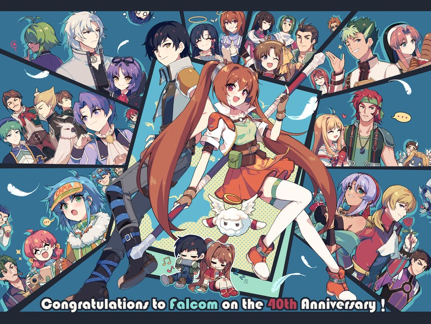 renne, estelle bright, joshua bright, tita russell, kloe rinz, and 34 more (eiyuu densetsu and 1 more) drawn by sharlorc